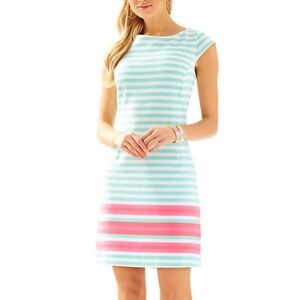 Lilly‎ Pulitzer Womens Lana Cap Sleeve Poolside Blue Striped Dress - Size XL